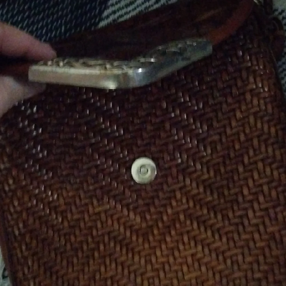 Brighton Brown Woven Leather Crossbody Bag. Rehab Bag. - Picture 3 of 8